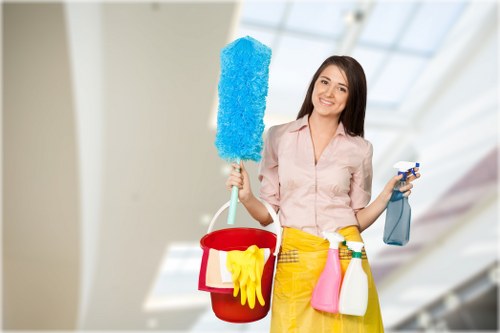 Cleaning team preparing for scheduled commercial cleaning in Earlscourt