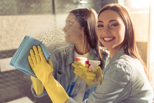 Cleaner receiving training on safe cleaning procedures